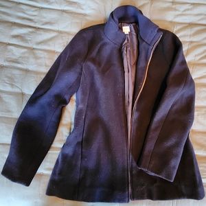 Dark Blue J Crew Wool Coat zipper peacoat sweater collar size 10